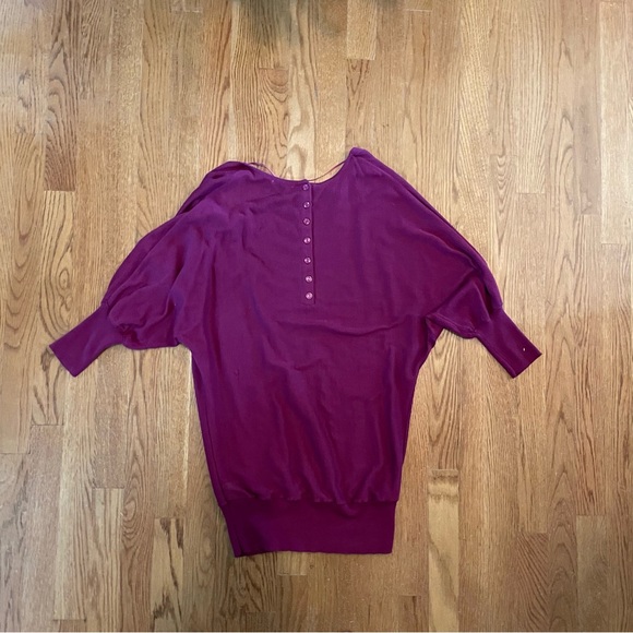 Halogen burgundy sweater, drape neck dolman sleeves, S - Picture 9 of 11
